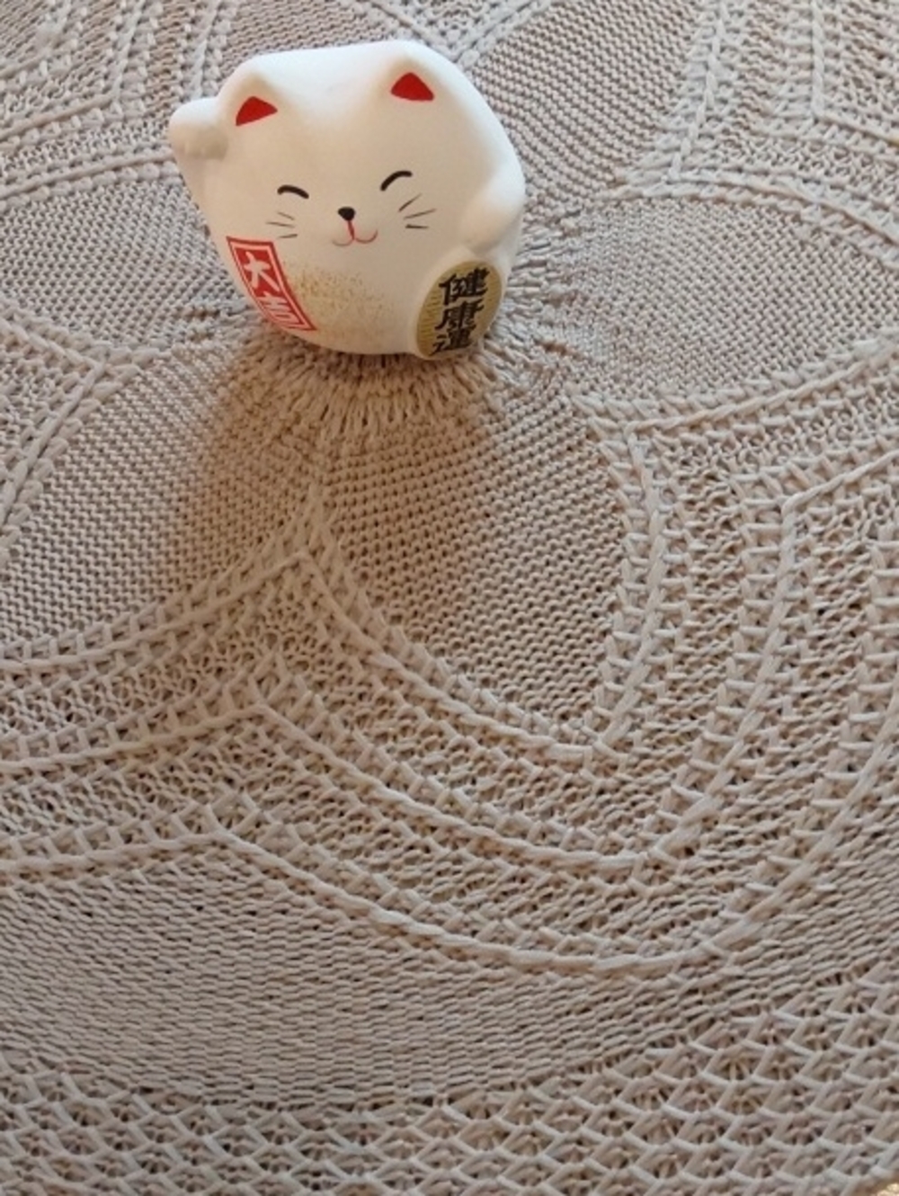 Lucky Cat Ceramic Figurine - White - Home Accents